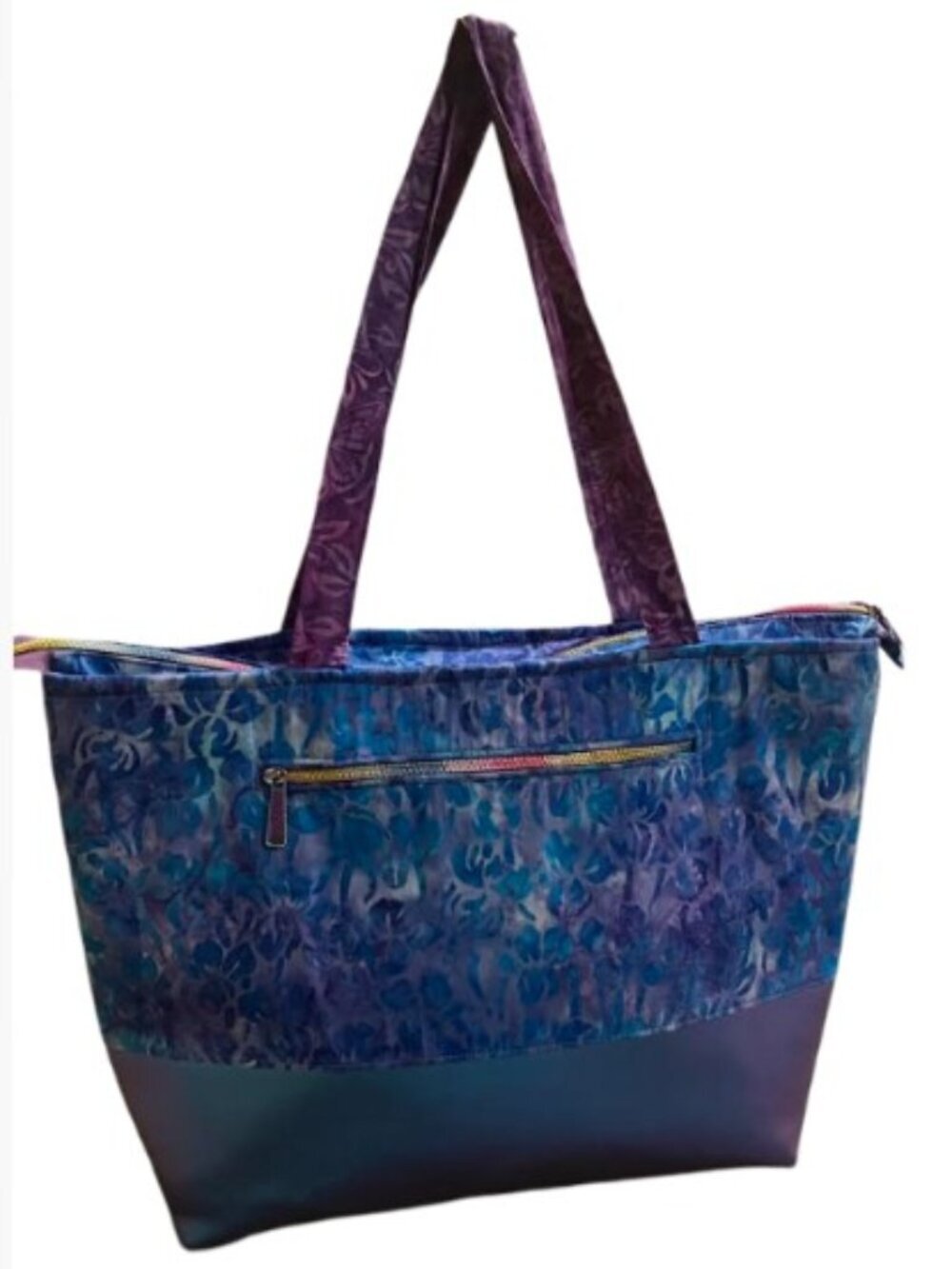 Unbranded Santorini Batik Bag in Blues and Purples with Iridescent Bottom OS EUC